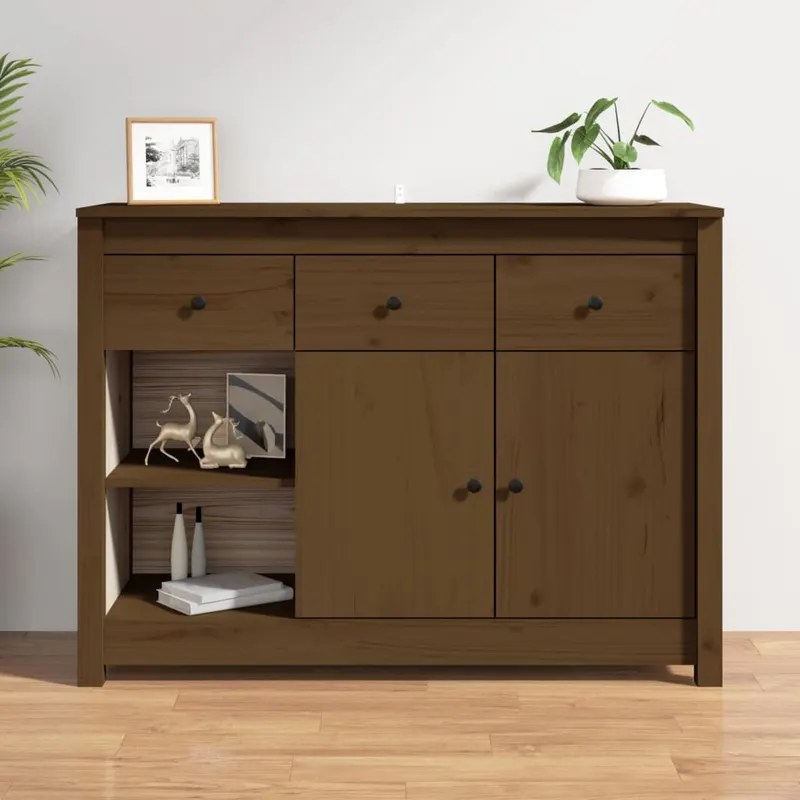 servanta, maro miere, 100x35x74 cm, lemn masiv de pin