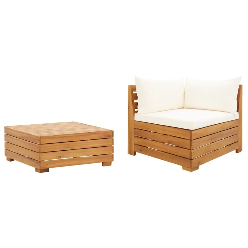 set mobilier gradina cu perne, 2 piese, lemn masiv de acacia