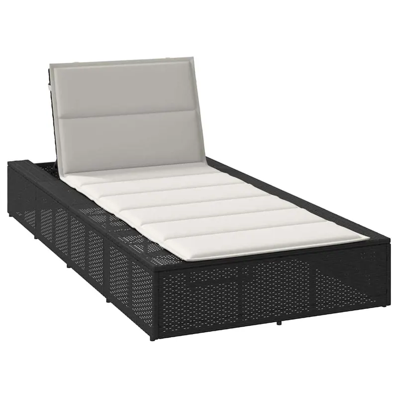 sezlong cu perna plutitoare rattan poli negru