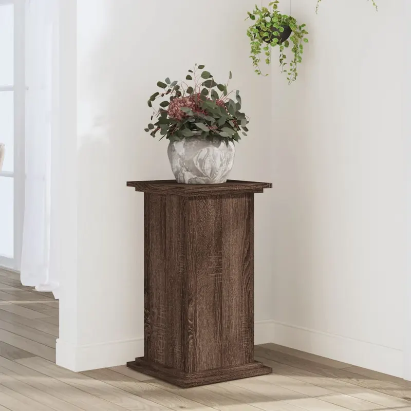 suport de plante, stejar maro, 33x33x60 cm, lemn prelucrat
