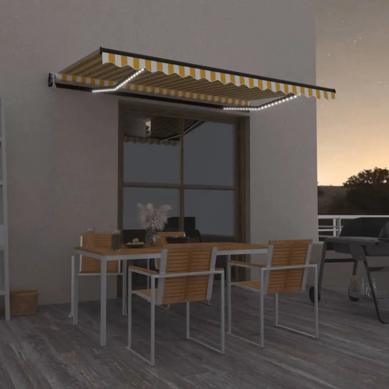 copertina automata cu senzor vant&led, galben/alb, 400x350 cm