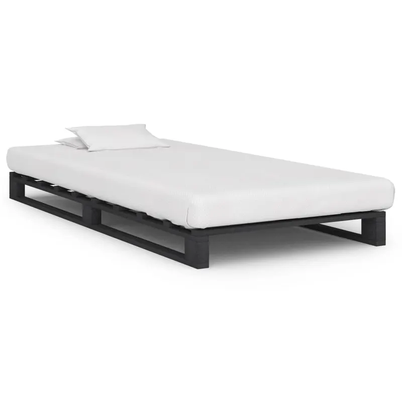 cadru de pat din paleti, gri, 100 x 200 cm, lemn masiv de pin
