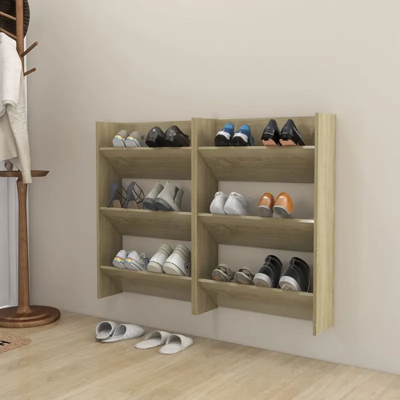pantofare de perete, 2 buc., stejar sonoma, 60x18x90 cm, pal