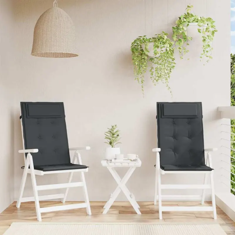 perne de scaun cu spatar inalt, 2 buc, negru, tesatura oxford