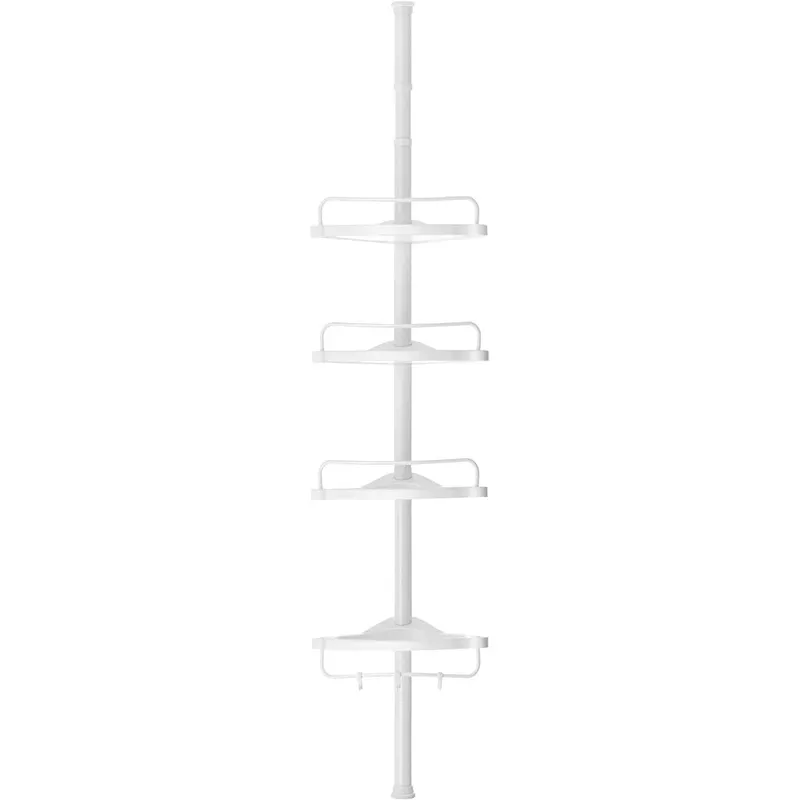 Etajera colt dus, 4 rafturi, inaltime reglabila 85-305 cm, otel si plastic PP, alb