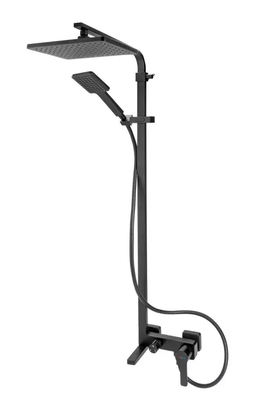 Sistem de dus FDesign Origio FD5-ORG-7U-22, 1 2 , aparent, pipa cada, 180 x 260 mm, 1 pulverizare, mat, negru