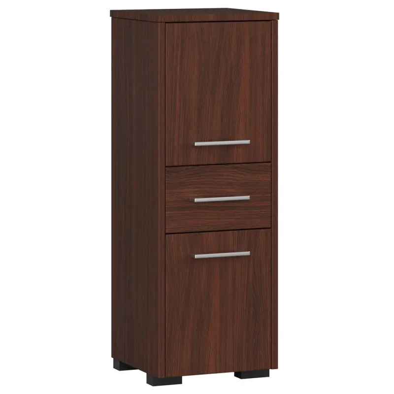 Dulap de baie tip baza, cu 2 usi si sertar, PAL 16 mm, 30x30x85 cm, maro wenge