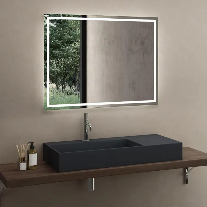 Lavoar gri mat 75 cm, montare pe blat sau suspendat, dreptunghiular, Rea Archi