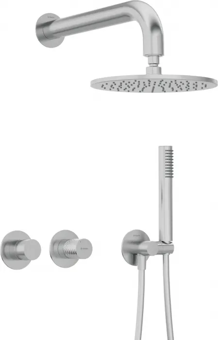 Set de dus incastrat, cu palarie, para de dus si baterie orizontala, otel, Deante Silia Hexa