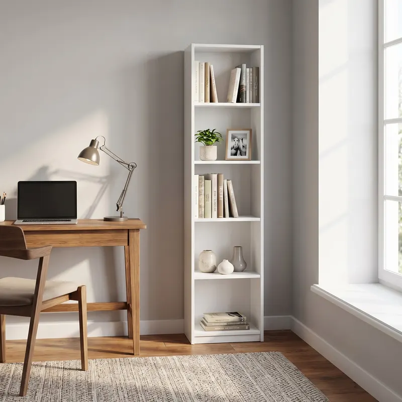 Biblioteca KTP-325-BB-1 Home Collection® Vargas, 5 Rafturi, Alb, 43x182x26 cm - Alb
