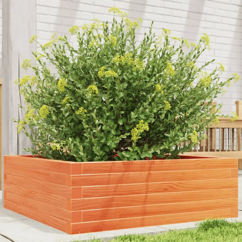 jardiniera de gradina, maro ceruit, 70x70x23 cm, lemn masiv pin