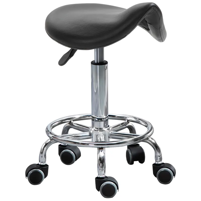 HOMCOM Scaun de Birou Reglabil, Ergonomic, cu Roti, Captușit cu Spumă, Negru 36.5x37.5x51-66cm