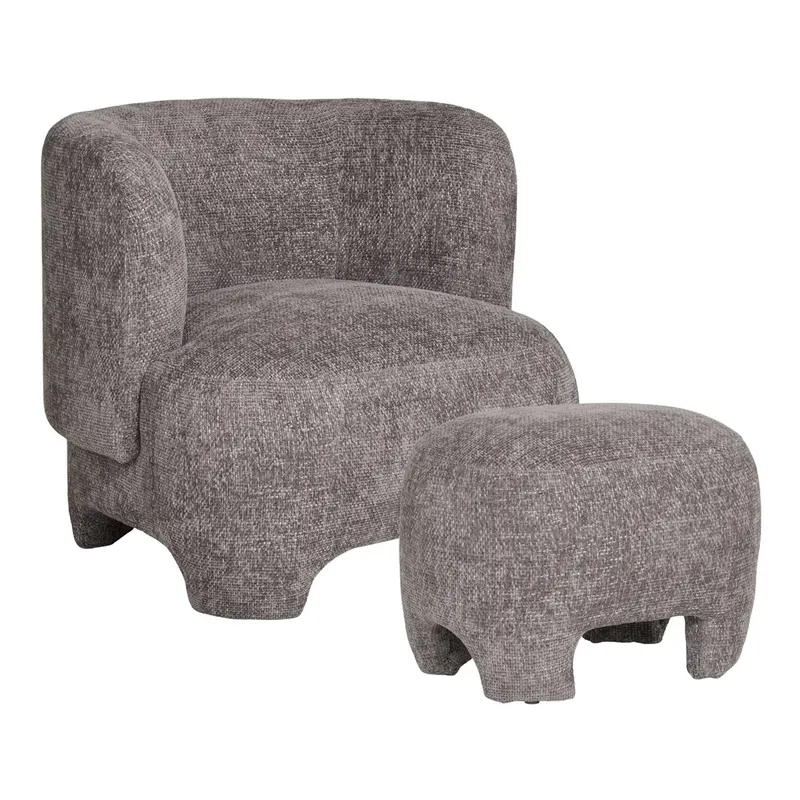 Fotoliu cu taburet RENOSA - Grey