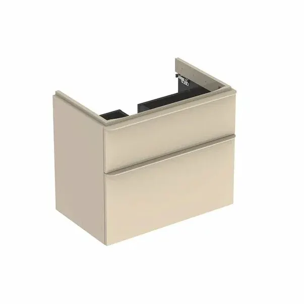 Dulap baza pentru lavoar suspendat Geberit Smyle Square gri nisip 2 sertare 74 cm