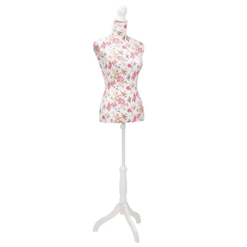 bust pentru dame, manechin, alb cu trandafiri, bumbac