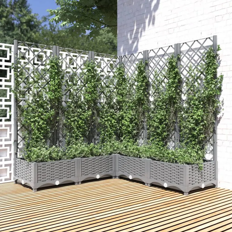 jardiniera de gradina cu spalier gri deschis 120x120x121,5cm pp