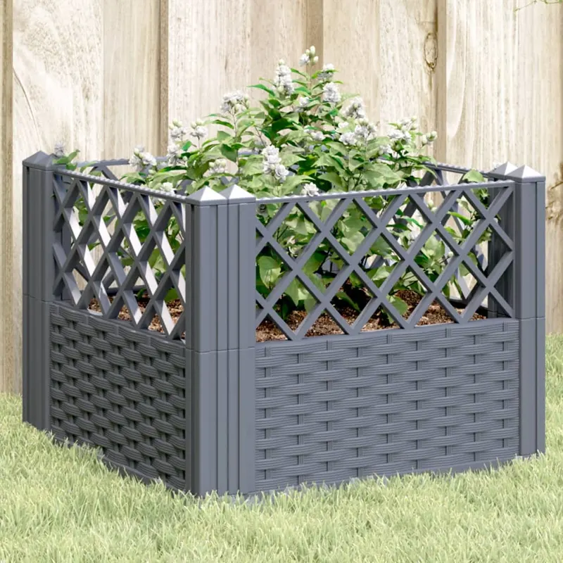 jardiniera de gradina cu tarusi, gri, 43,5x43,5x43,5 cm, pp