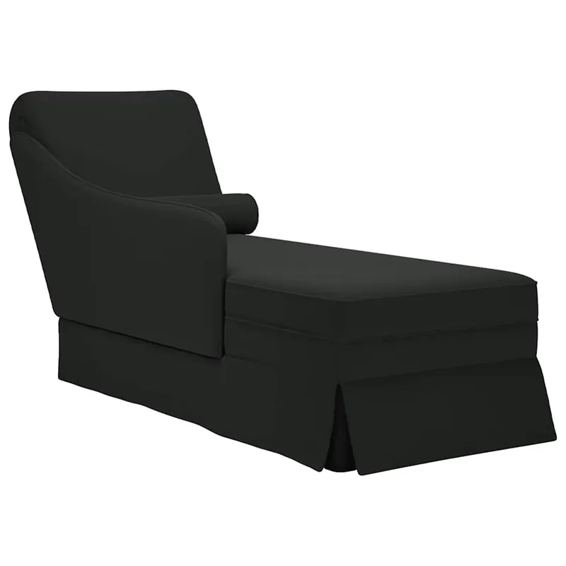 sezlong cu suport si cotiera dreapta catifea neagra