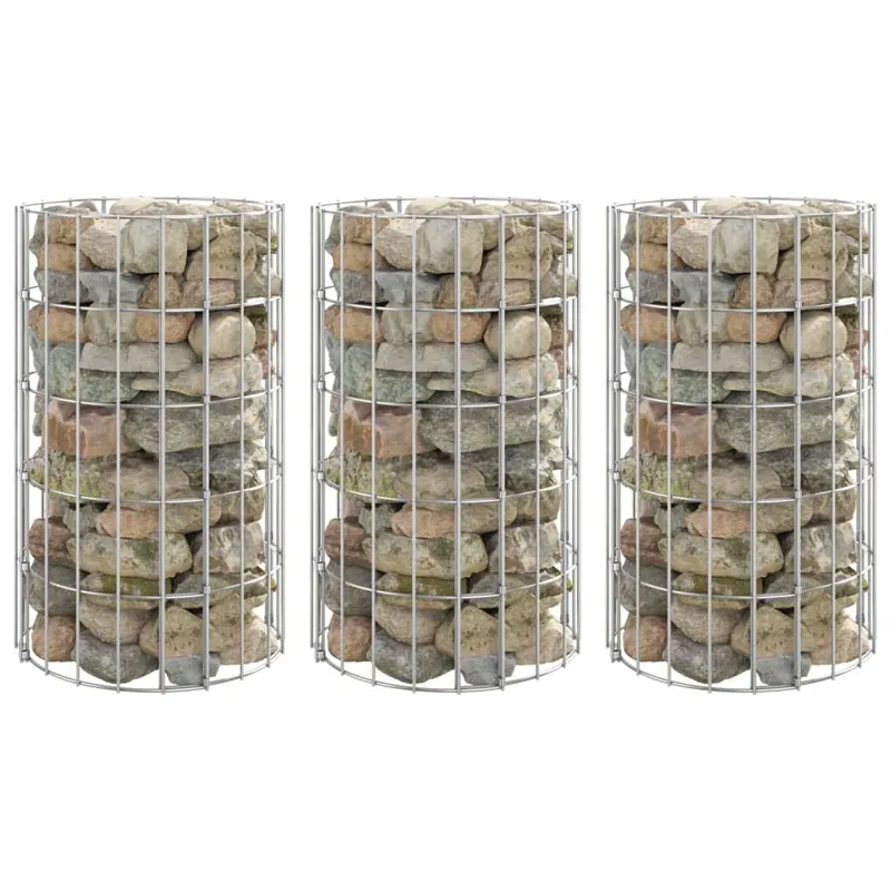 Strat inaltat gabion 3 buc. Ø30x50 cm otel galvanizat circular