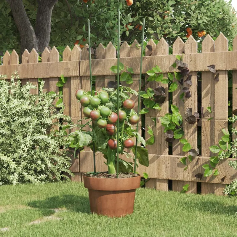 suport plante de gradina cu 3 inele, 5 buc, verde, 60 cm, otel