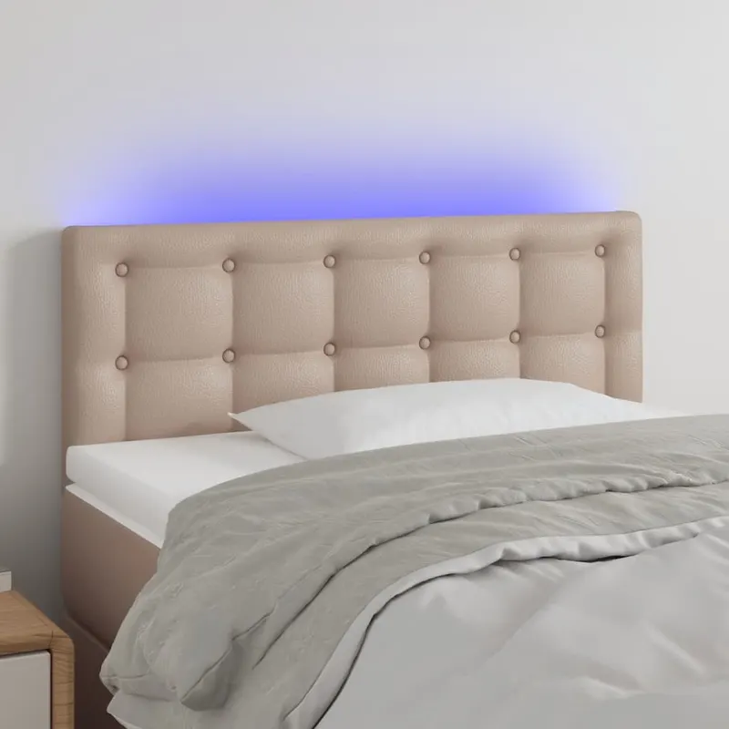 tablie de pat cu led, cappuccino, 90x5x78/88cm, piele ecologica