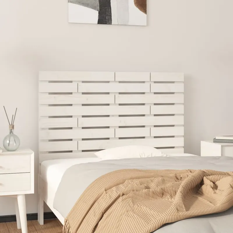 tablie de pat pentru perete, alb, 96x3x63 cm, lemn masiv pin