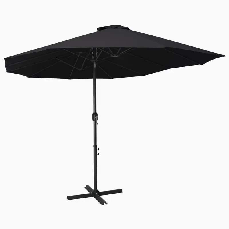 umbrela de soare exterior cu stalp aluminiu, negru, 460x270 cm