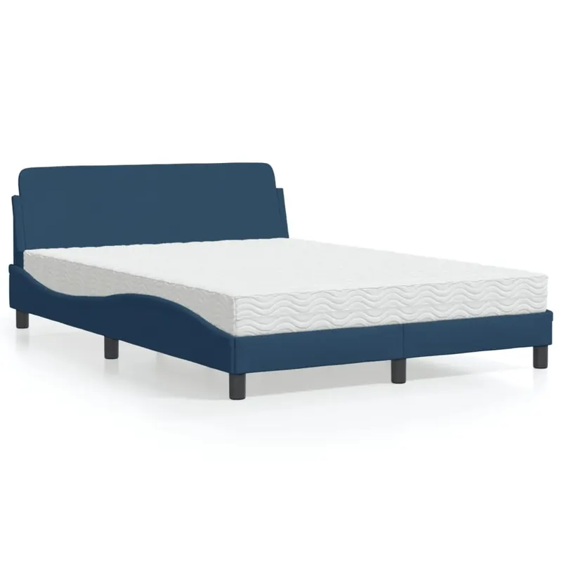 pat cu saltea, albastru, 140x200cm, material textil