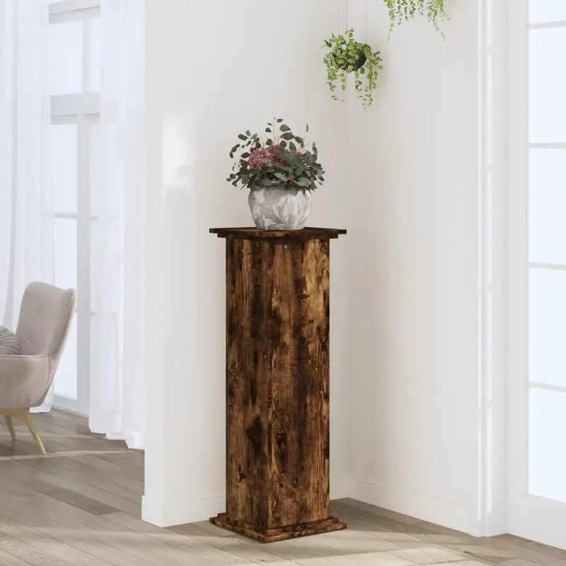 suport de plante, stejar fumuriu, 33x33x100 cm, lemn prelucrat