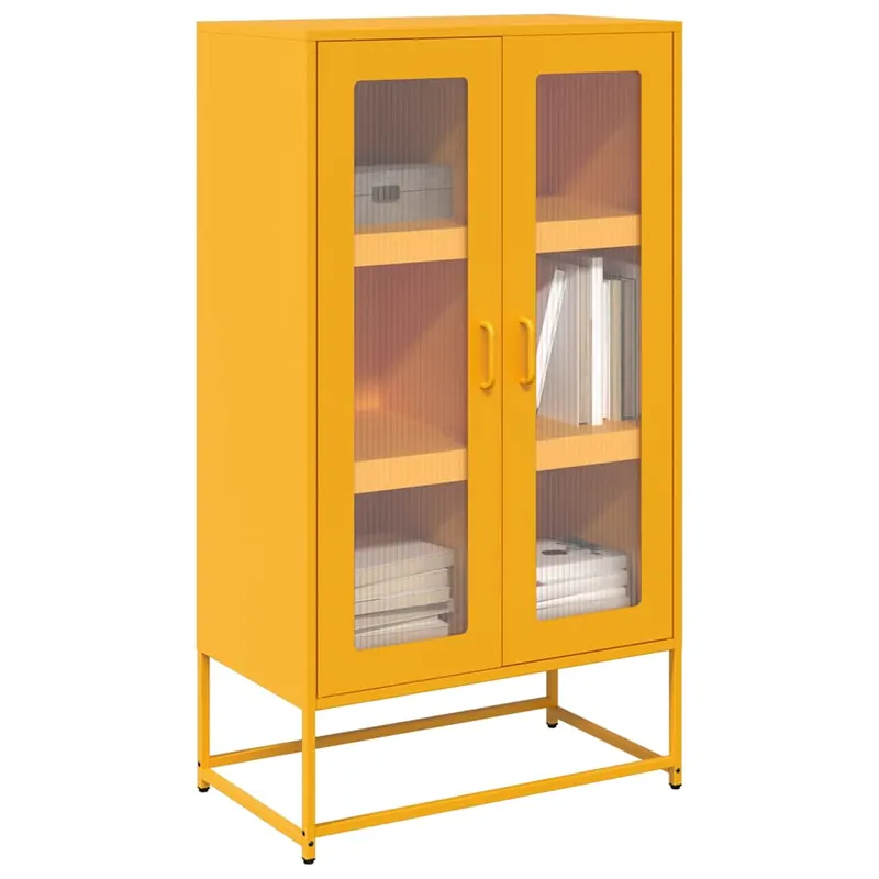 dulap inalt, galben mustar, 68x39x123 cm, otel