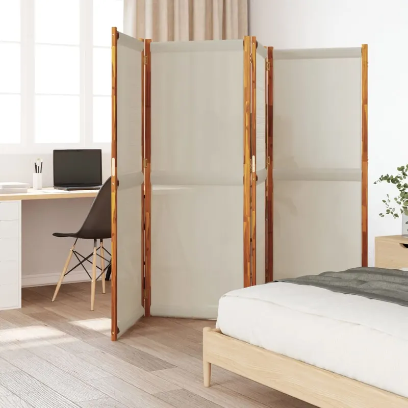 paravan de camera cu 4 panouri, gri deschis, 280x180 cm