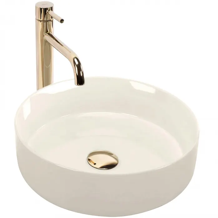 Lavoar pe blat crem lucios, rotund 36 cm, Rea Sami