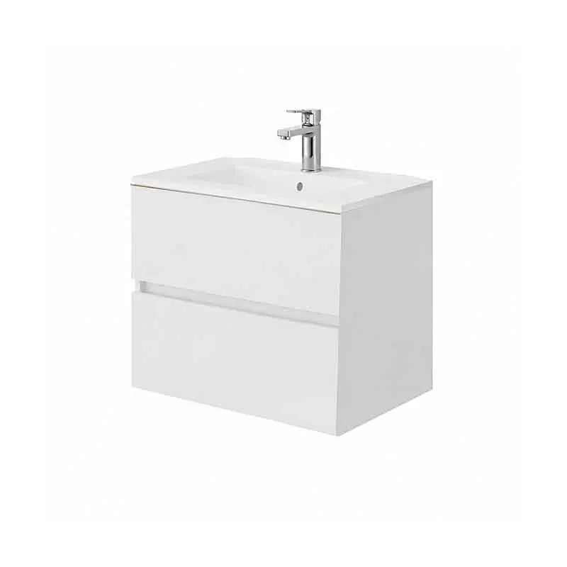 Mobilier lavoar suspendat Fluminia Genova 60, modular, 2 sertare soft close, alb lucios