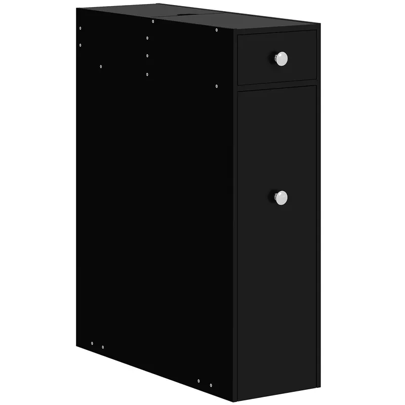 HOMCOM Mobilier pentru toaletă/baie cu suport hârtie igienică - 2 sertare organizator din MDF - 17 x 48 x 58 cm