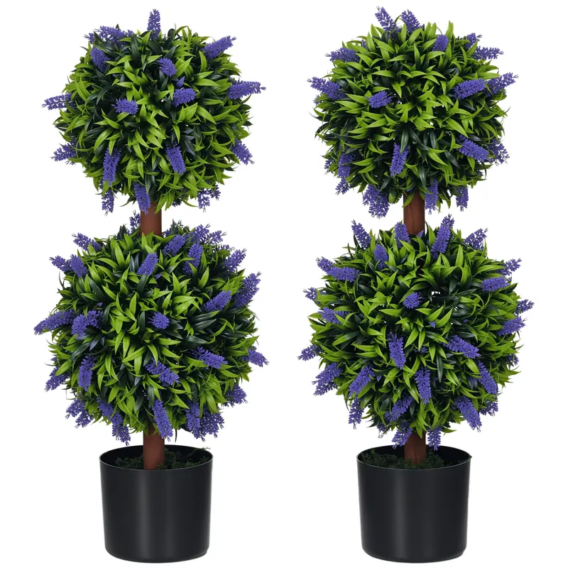 HOMCOM Set de 2 plante artificiale, plantă artificială rezistentă la UV în ghiveci, 70 cm plantă de interior pentru camera de zi, grădină