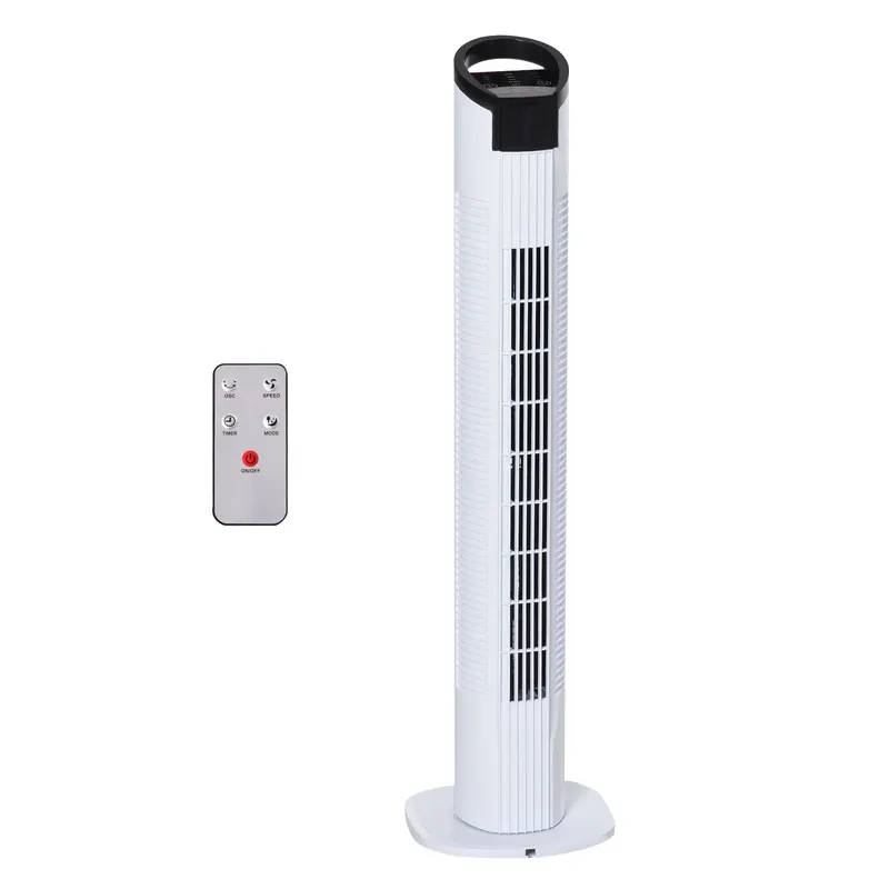 HOMCOM Ventilator tip Coloana Turn cu Telecomanda si Oscilatie, 3 Functii 3 Viteze, Timer 7.5 Ore, Ф20x78.5cm