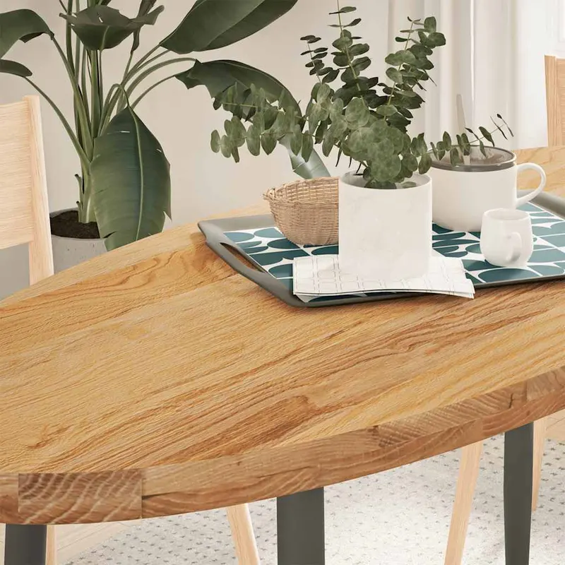 blat de masa maro deschis 140x60x4 cm lemn masiv de stejar oval
