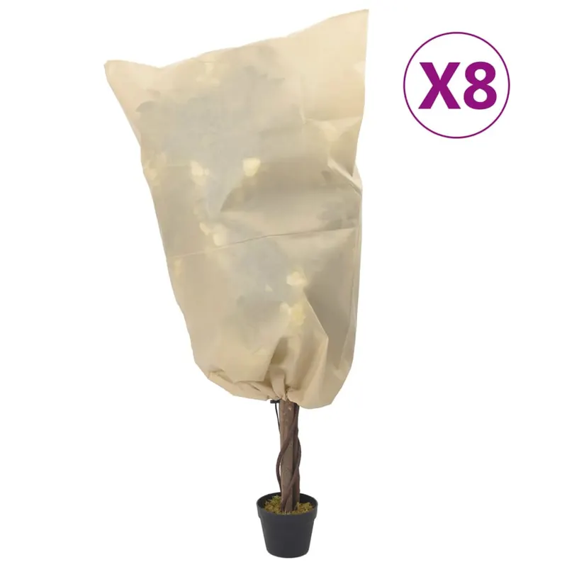 huse pentru plante din fleece cu snur 8 buc. 70 g/m2 0,8x1 m