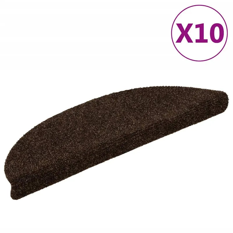 covorase pentru scari autoadezive, 10 buc., 56x17x3 cm, maro, semirotunde