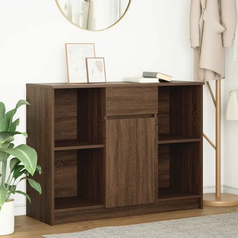 bufeta cu sertar stejar maro 101x35x76 cm lemn prelucrat