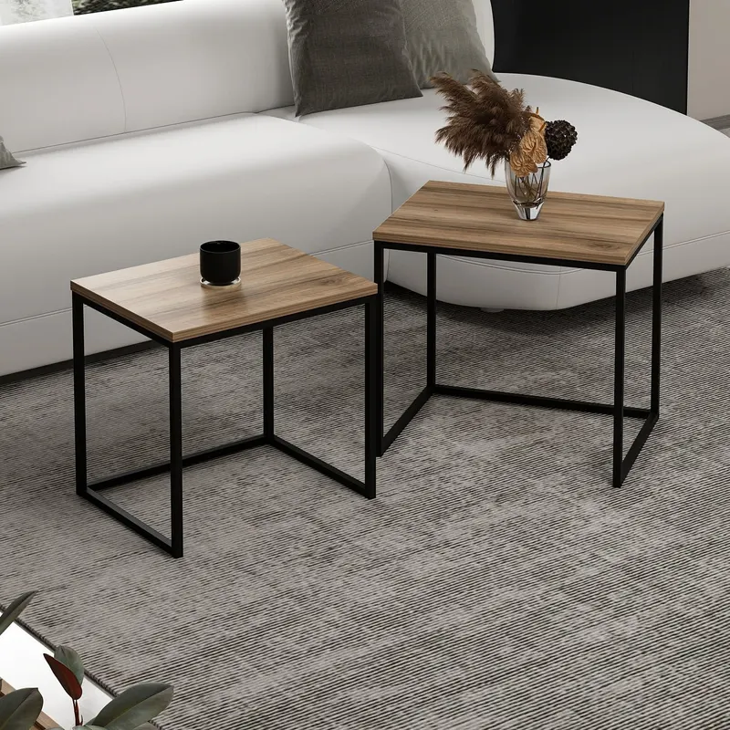 Set 2 măsuțe de cafea Vera - 4798, Nuc, 50x38x46 cm - Nuc