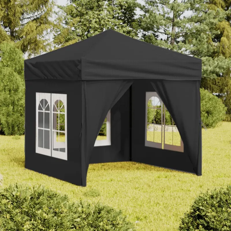 cort pliabil pentru petrecere, pereti laterali, antracit, 2x2 m