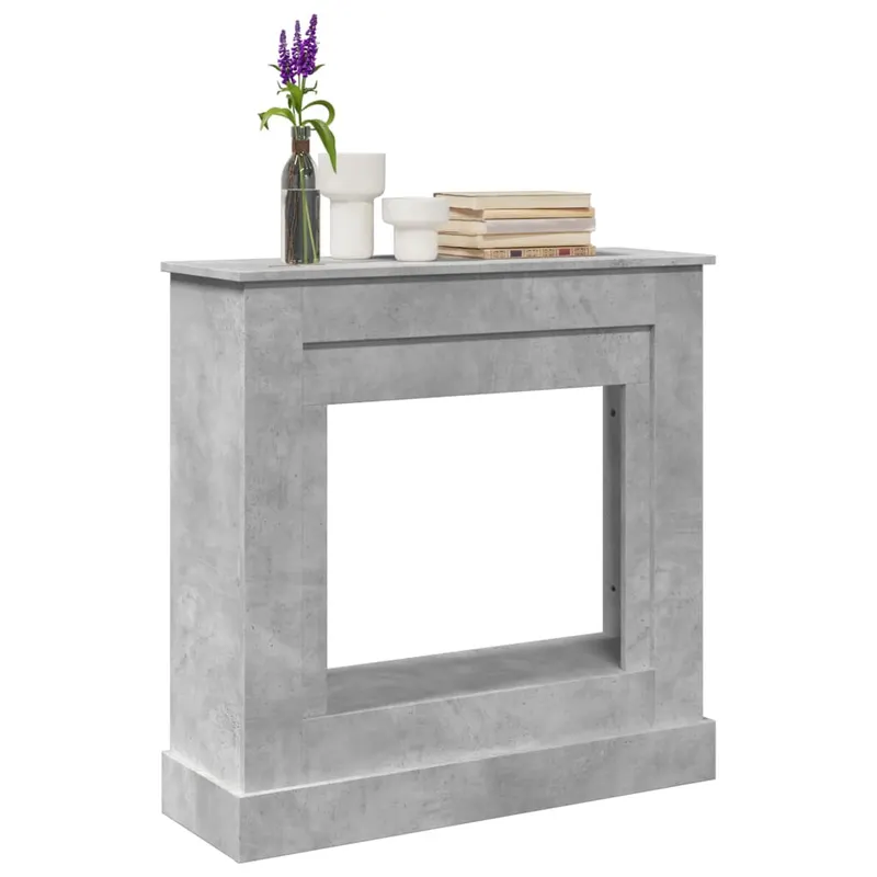 masca de semineu, gri beton, 90x30x90 cm, lemn prelucrat