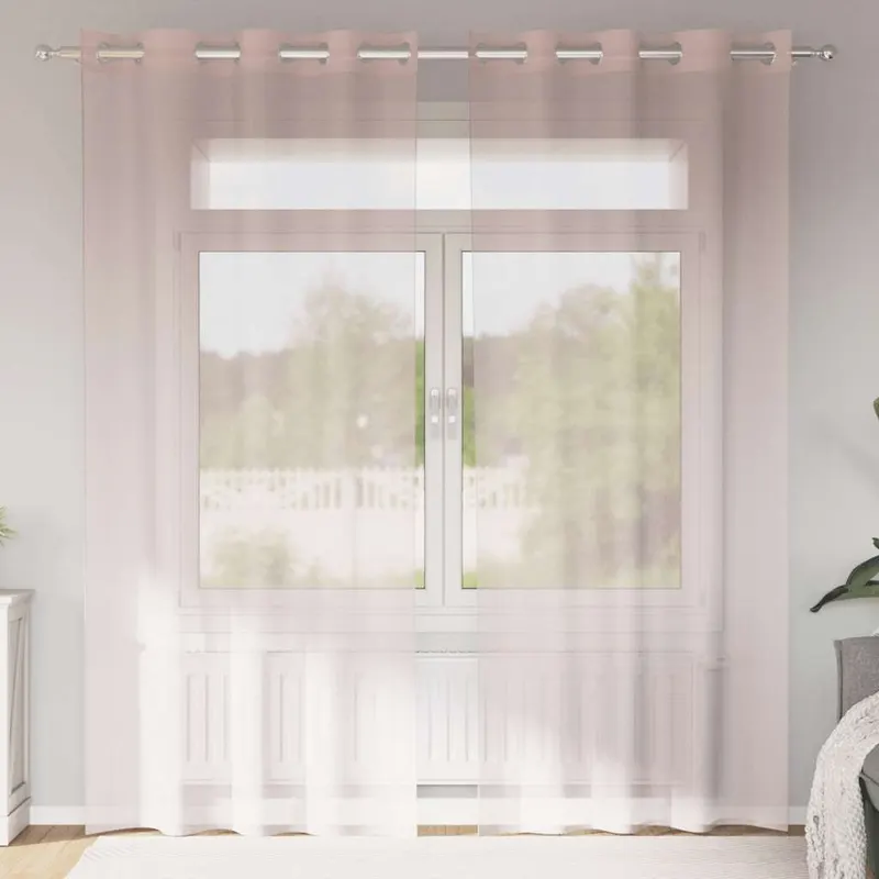perdele voile cu oelii 2 buc roz deschis 140x245 cm