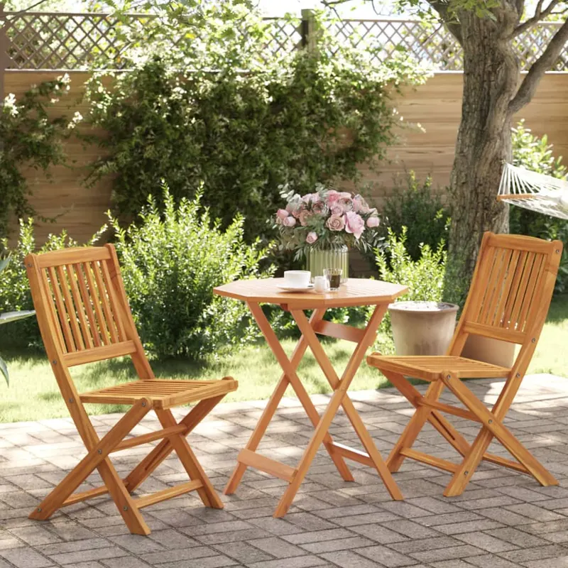 set de bistro pliabil, 3 piese, lemn masiv de acacia