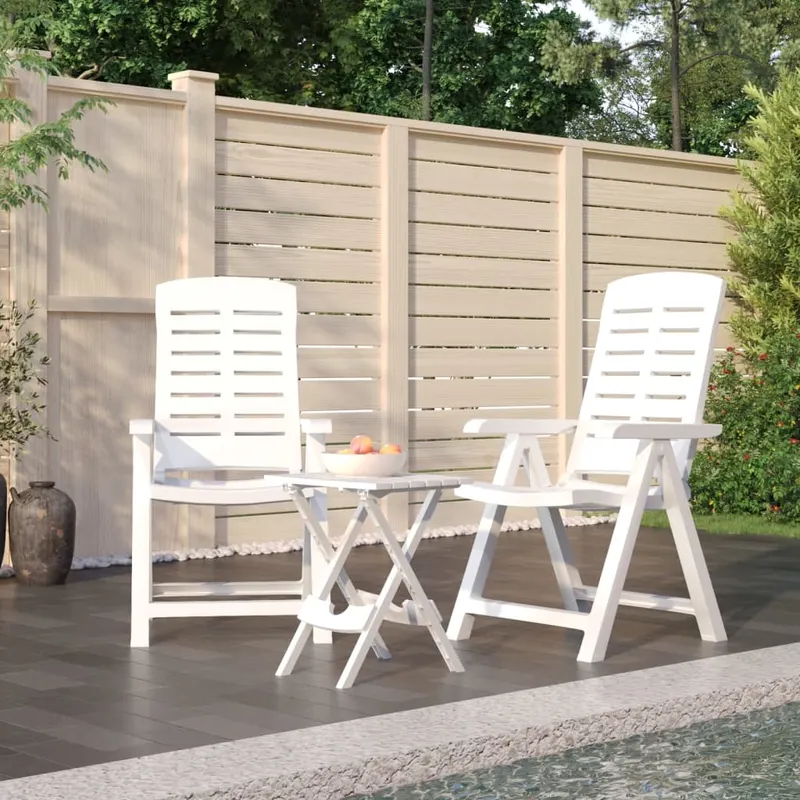 set de mobilier pentru gradina, 3 piese, alb, polipropilena