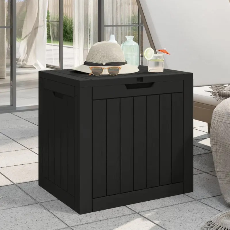 lada depozitare de gradina, negru, 55,5x43x53 cm, polipropilena