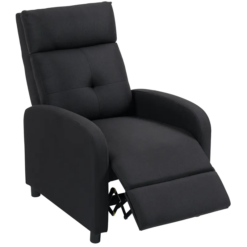 HOMCOM Fotoliu Reclinabil Fino a 155° Con Suport pentru Picioare In Material Textil Negru