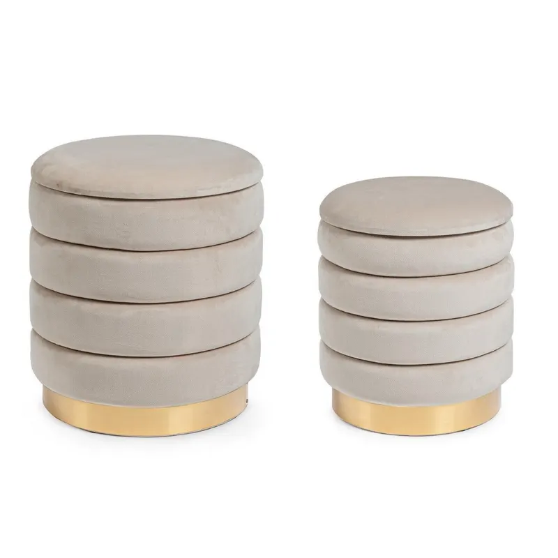 Set 2 taburete DARINA Ø36/40 CM - Beige