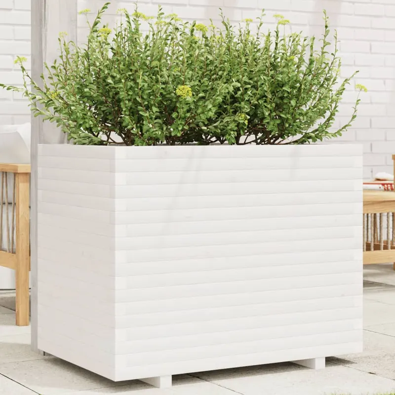jardiniera de gradina, alb, 90x60x72,5 cm, lemn masiv de pin